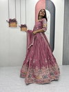 Pink Colour Pure Vichitra With Embroidery Work Lehenga With Choli Dupatta Pc 533